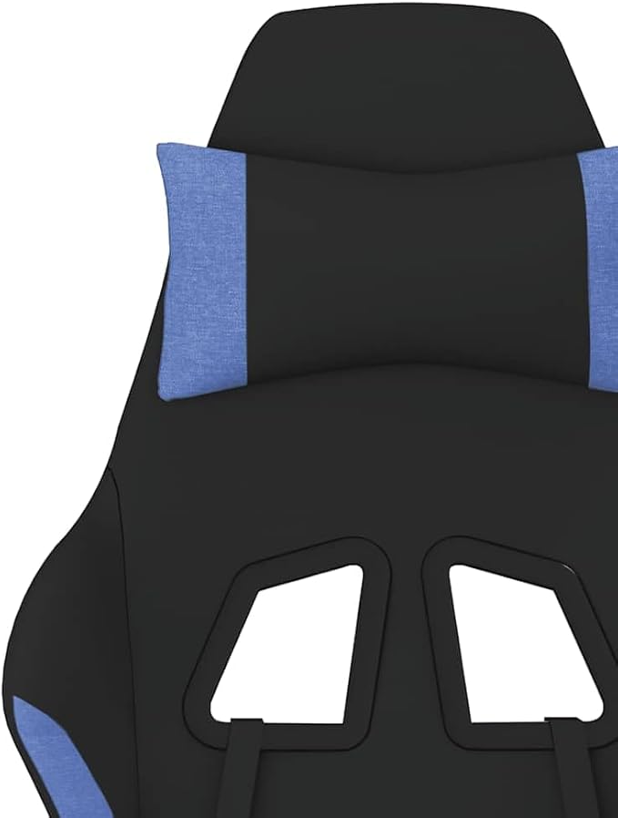 vidaXL Gaming Chair Massage Gaming Chair with Footrest Adjustable Swivel Recliner Computer Chair for Office Modern Style Black and Blue Fabric