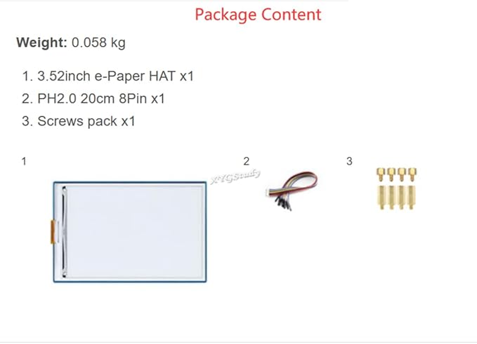 3.52inch e-Paper Display Panel HAT Resolution 360×240 Pixels with SPI Interface Paper-Like Experience Black/White