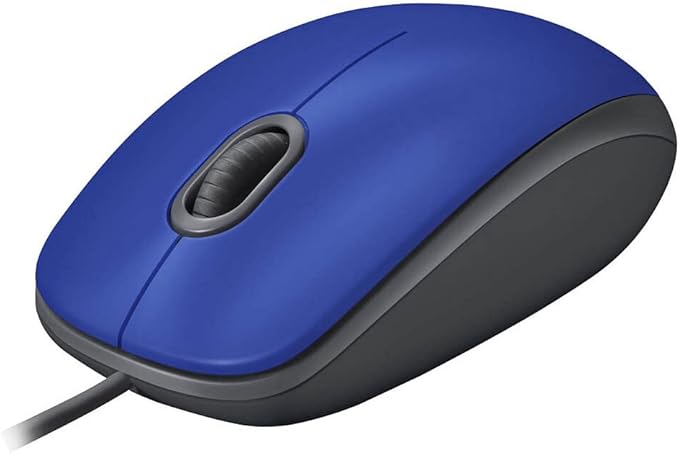 Logitech M110 Wired USB Mouse Silent Buttons Comfortable Full-Size Use Design Ambidextrous PC/Mac/Laptop - Blue