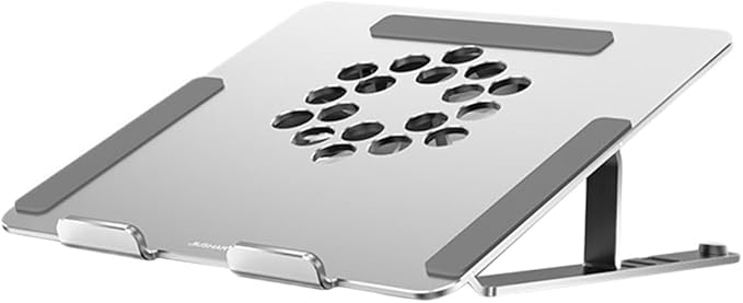Veemoon Aluminum Alloy Adjustable Laptop Cooler Stand with Quiet LED Fan Ventilated Cooling Pad for Gaming and Office Use Compatible to 17.3-inch Laptops Silver