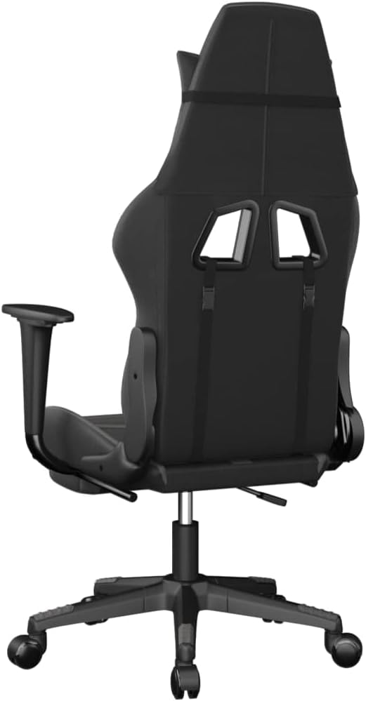 Gaming Chair Office Chair PC Chair with Footrest Black and Gray Faux LeatherHeight Adjustable Game Chair with 360°-Swivel Seat and Headrest and for Office or Gaming(Style E)