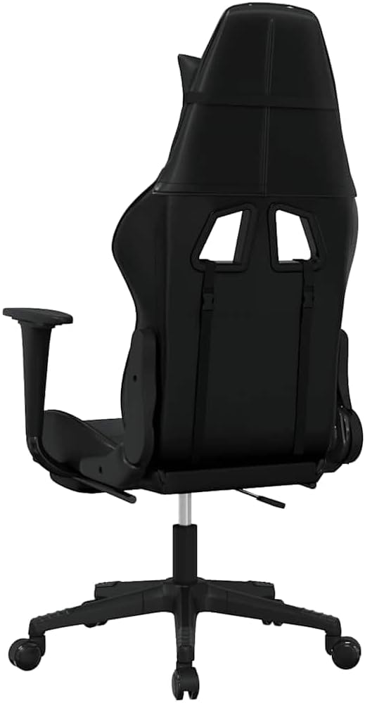 Massage Gaming Chair with Footrest Black Faux Leather Reclining Office Chair 4D Adjustable Ergonomic Support