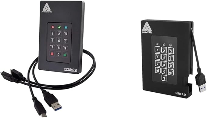 Apricorn 5TB &amp 2TB FIPS Encrypted USB Drives with PIN Access Bundle