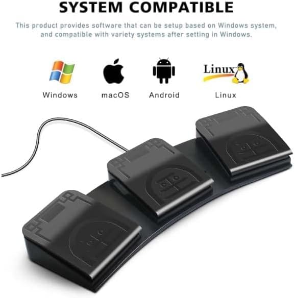 USB Foot Pedal PC Triple Pedal Customized Programmable Computer Keyboard Hot Key PC Gaming Keyboard Transcription MIDI Trigger Controller HID