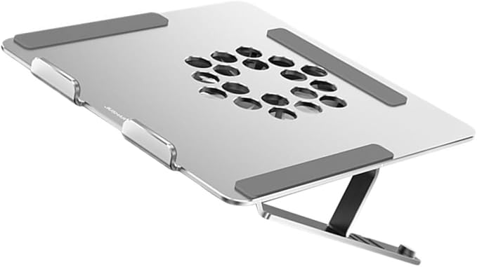 Aluminum Alloy Laptop Cooler with LED Fan Adjustable Height Cooling Pad USB Powered Quiet Ventilated Support Stand for Gaming and Office Laptops Silver