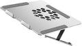 Aluminum Alloy Laptop Cooler with LED Fan Adjustable Height Cooling Pad USB Powered Quiet Ventilated Support Stand for Gaming and Office Laptops Silver