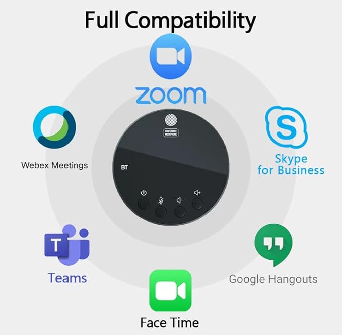 Conference Speaker and Microphone Bluetooth Speakerphone with 360° Voice Pickup USB-C Plug &amp Play Compatible with Leading Platforms for Personal Workspaces
