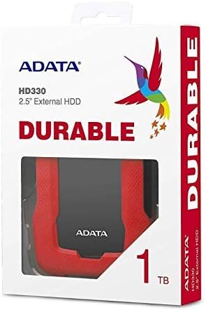 ADATA Durable Series HD330: 1TB Red External USB 3.1 Portable Hard Drive Gaming Console Compatible