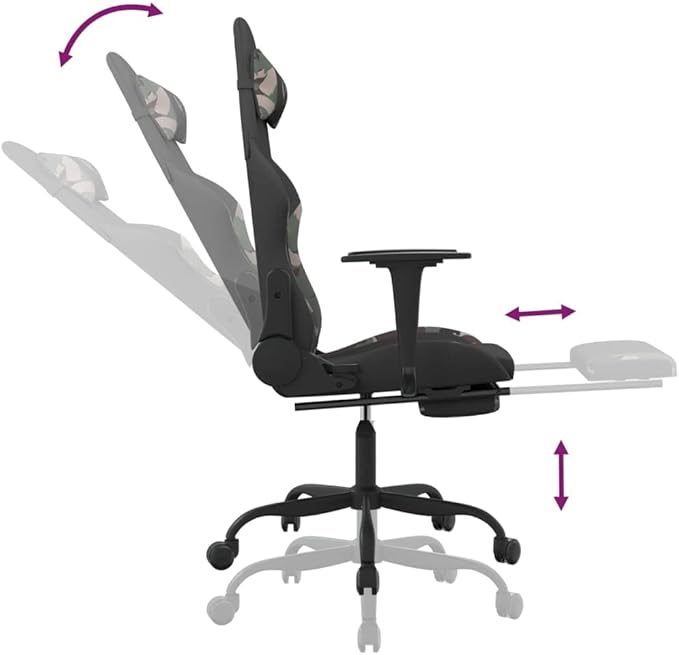 Gaming Chair with Footrest Black and Camouflage Fabric (Weight: 35.94 lbs)