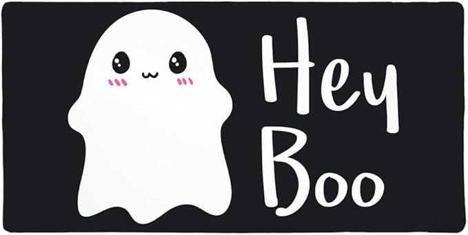 Hey Boo Cute Kawaii Ghost Large Gaming Mouse Pad Desk Mat with Stitched Edges Non-Slip Base for Gamer Home and Office