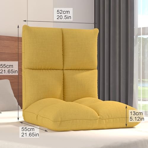 Floor Chair Folding Floor Chair with Adjustable Backrest Lounge Sofa Chair Semi-Foldable Comfortable Sofa for Meditation Seminars Reading Watching TV (Color: Blue-B Size: 20.5 x 21.