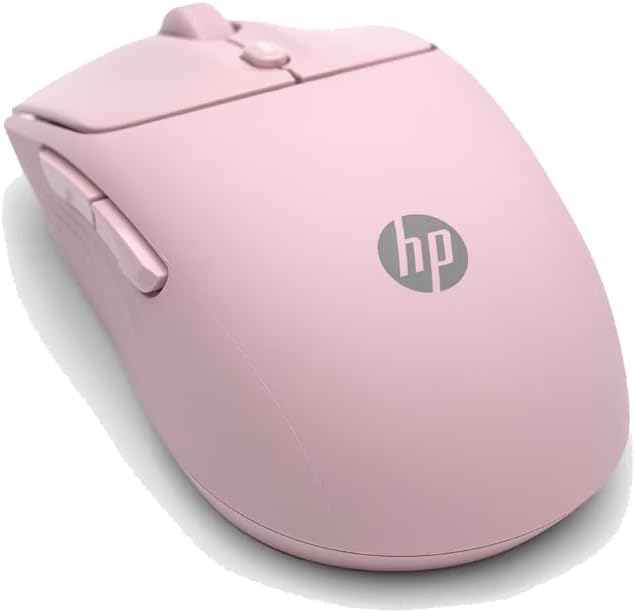 HP 400 Quiet Wireless Mouse Dual Bluetooth &amp 2.4GHz Soft Silicone Quiet Clicks Microsoft Wheel 24-Month Battery 6000 DPI Ambidextrous Eco-Friendly Design Multi-OS Pink