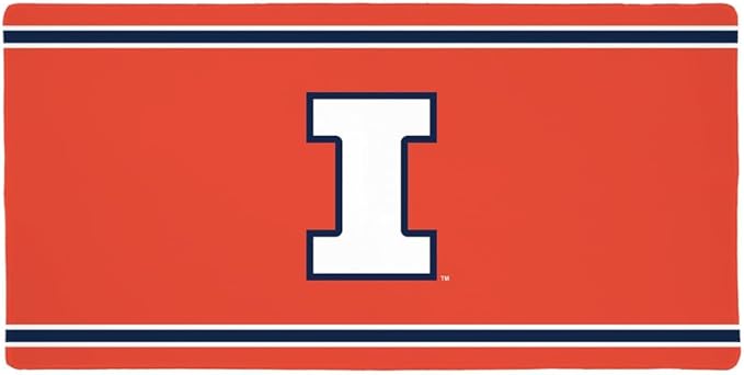 University of Illinois Fighting Illini Primary Logo Stripes Large Gaming Mouse Pad Desk Mat with Stitched Edges Non-Slip Base for Gamer Home and Office 31.5 x 15.7