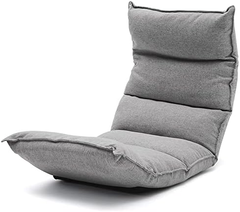 BTZHY Floor Chair Floor Chair Lazy Sofa Reading Chair with Back Support Adjustable 6-Angle Upholstered Single Sofa Bed Chair for Playing Relaxing for Small Rooms (Khaki)