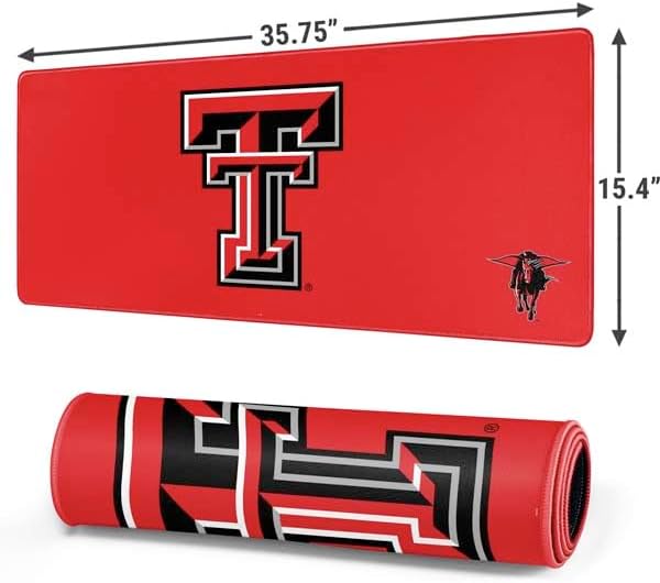 Skinit Extra Large Gaming Mouse Pad - Officially Licensed Texas Tech Red Raiders Design with Stitched Edges Waterproof Non-Slip Rubber Base Desk Mat for Keyboard &amp Mouse 35.75 x 15.4 inches