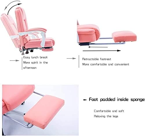 Office Chair Boss Chair Computer Chair Office Chair Reclining Gaming Seat PU Leather Chair with Footrest Ergonomic Swivel Chair Chair (Color : Pink) Needed