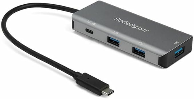 StarTech.com 4 Port USB C Hub (10Gbps) to 3X USB-A &amp 1x USB-C - 100W Power Delivery Passthrough Charging - Portable USB 3.2 Gen 2 Type C Laptop Adapter - Works w/ TB3 TAA (HB31C3A1CPD3)