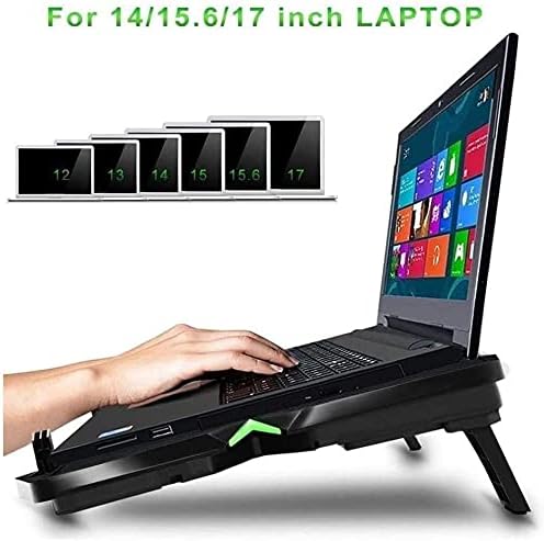 Laptop Radiator BaseQuiet Cooling Fan 1400 RPM High Speed with 5 Silent Big Fans Suitable for 10-15.6'' Laptop