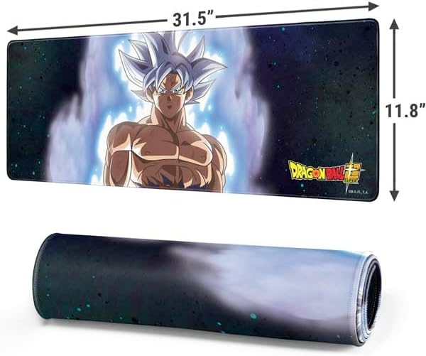 Skinit Large Gaming Mouse Pad - Officially Licensed Goku Ultra Instinct Design with Stitched Edges Waterproof Non-Slip Rubber Base Desk Mat for Keyboard &amp Mouse 31.5 x 11.8 inches