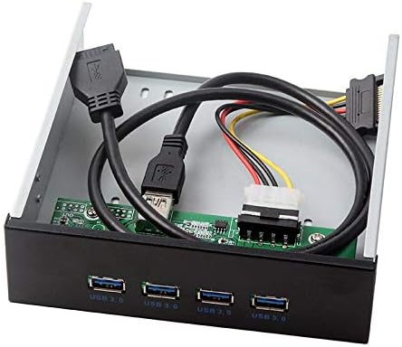 JSER USB 3.0 HUB 4 Ports HUB Front Panel to Motherboard 20Pin 19Pin Header Connector Cable Compatible for 5.25 CD-ROM Bay