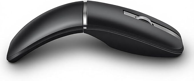 Wireless Mouse Bendable –Rotating Design Dual Mode (BT+ 2.4GHz) arc Rechargeable Travel Wireless Mouse for Microsoft Laptop PC Tablet Graphite Black