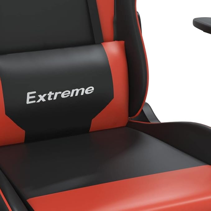 Massage Gaming Chair with Footrest Black&ampRed Faux Leather Gaming Chair with Ergonomic Design Adjustable Features - for Gamers and Office Use