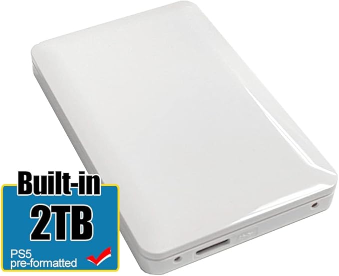 Avolusion HD250U3-Z1-PRO-WH 2TB USB 3.0 Portable External Gaming PS5 Hard Drive - White (for PS5 / PS4 Pre-Formatted) - 2 Year Warranty