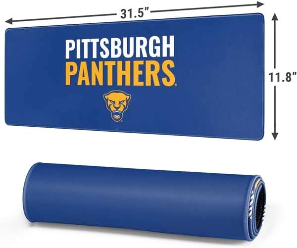 Skinit Large Gaming Mouse Pad - Officially Licensed Pittsburgh Panthers Design with Stitched Edges Waterproof Non-Slip Rubber Base Desk Mat for Keyboard &amp Mouse 31.5 x 11.8 inches