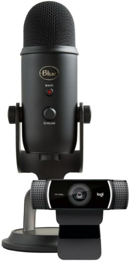 Logitech Blue Microphones Yeti USB Microphone (Blackout) Plus C922 Pro Stream Pro Streamer Pack
