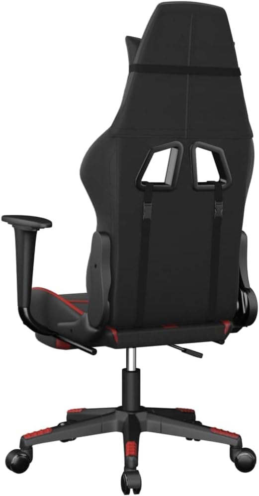 Faux Leather Massage Gaming Chair with FootrestComputer Game ChairMassage Office ChairErgonomic Desk Chair PC Gaming Chair for Adults Teens(Black&ampRed)