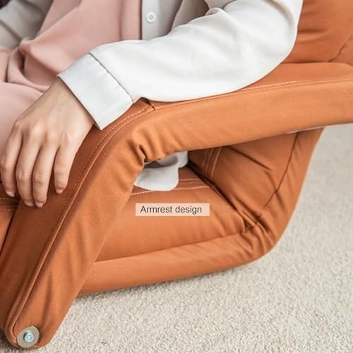 ELEFOCUS Floor Chair Lazy Sofa with Back Support Folding Floor Lounger with Adjustable Armrests for Bedroom Living Room(Orange)