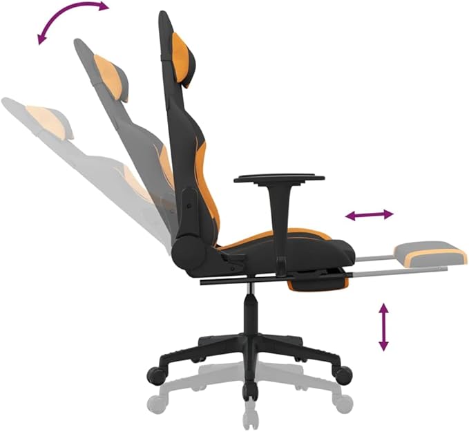 SKM Massage Gaming Chair with Footrest Black and Orange Fabric (Weight-16KG)