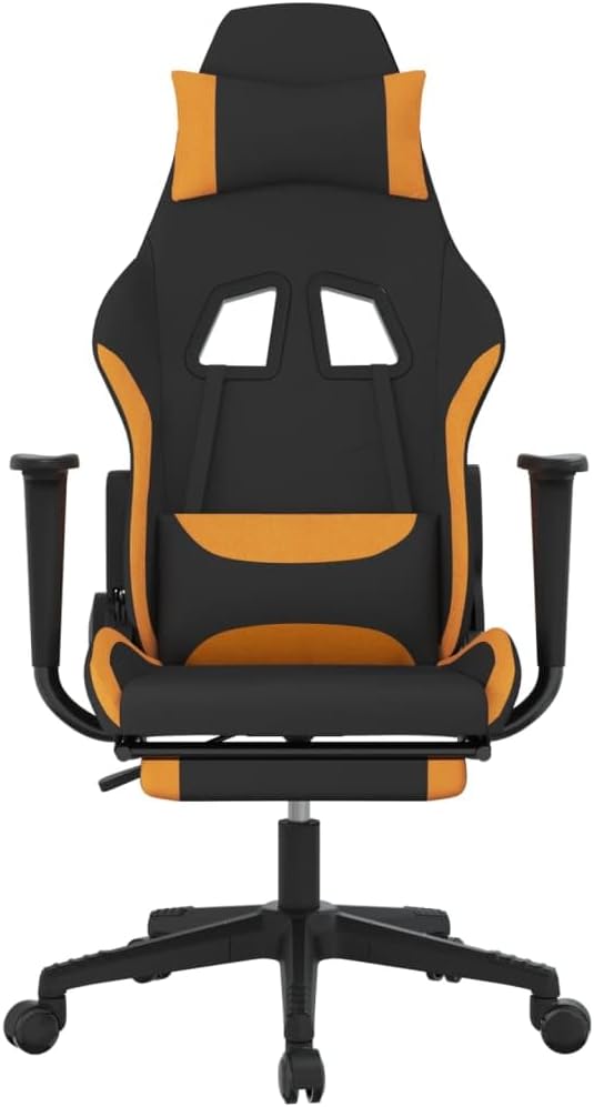 YAFF Gaming Chair with Footrest Black and Orange Fabric