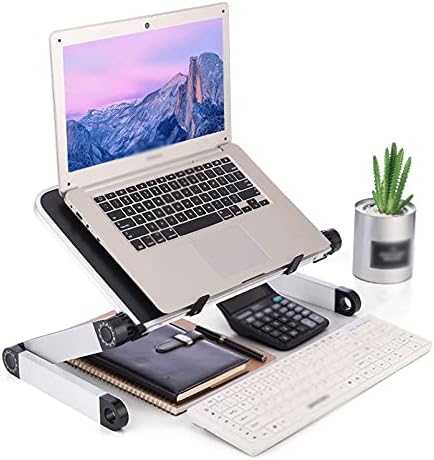Aluminum Alloy Laptop Portable Foldable Adjustable Laptop Desk Computer Table Stand Tray Notebook PC Folding Desk Table(Medium)