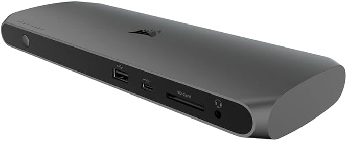 Corsair TBT100 DP Thunderbolt™ 3 Dock with DisplayPort - 2X DisplayPort 1.4 at up to 4K60-2X USB Type-C 10Gbps Ports - 3X USB Type-A 5Gbps Ports