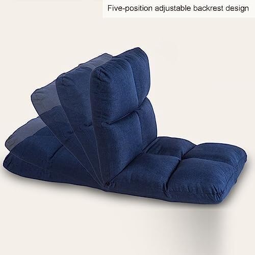 ELEFOCUS Floor Chair Folding Chair with Backrest Gaming Chair 5-Speed Adjustable for Reading in The Bedroom 4 Colors(Blau)