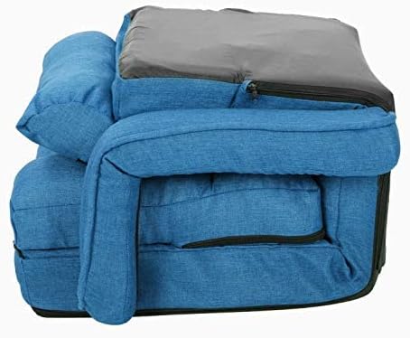 Folding Lazy Sofa Floor Chair Aprox Sofa Lounger Bed Padded Gaming Chair with Armrests and Pillow for Living Room Games &amp Reading (Blue)
