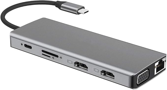 axGear USB Type C Dual HDMI VGA Adapter Card Reader USB 3.0 HUB Screen Mirror