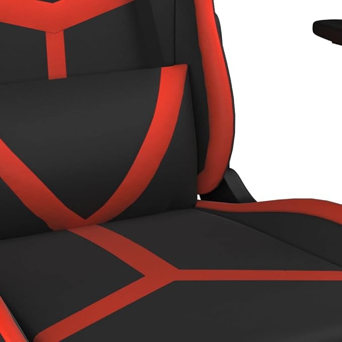 Faux Leather Massage Gaming Chair with FootrestComputer Game ChairMassage Office ChairErgonomic Desk Chair PC Gaming Chair for Adults Teens(Black&ampRed)