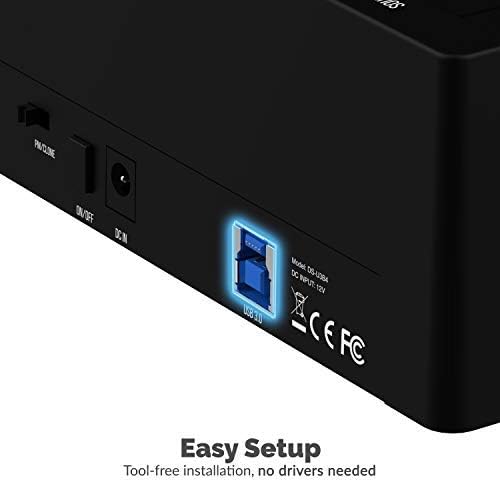 SABRENT 4-Bay USB 3.0 Docking Station for 2.5” &amp 3.5” SATA HDD &amp SSD Trayless Design USB 3.0 5Gbps Offline Clone Function (DS-U3B4)