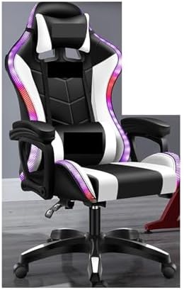 Computer Chair Gaming ChairComputer ChairLeather Office Chair Light Gamer Chair Swivel Gaming Chair Chair (RGB White One Size)