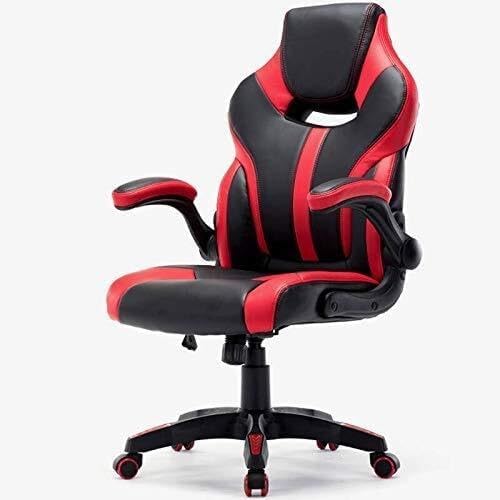 Ergonomic Gaming Chair with Lumbar Support Flip-Up Arms Adjustable Headrest PU Leather Executive Desk Chair