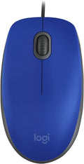 Logitech M110 Wired USB Mouse Silent Buttons Comfortable Full-Size Use Design Ambidextrous PC/Mac/Laptop - Blue