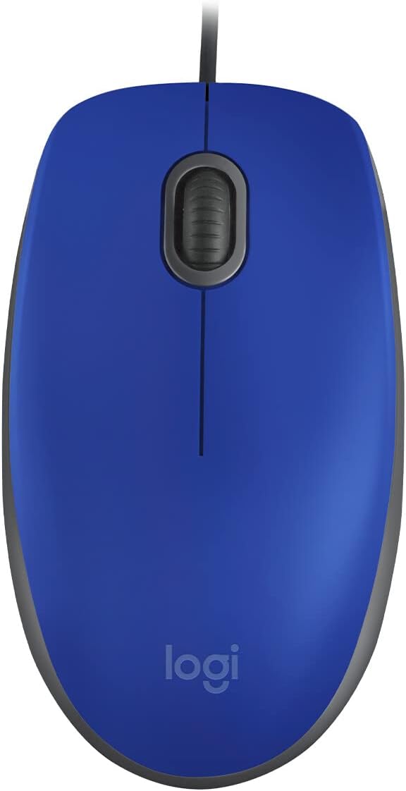 Logitech M110 Wired USB Mouse Silent Buttons Comfortable Full-Size Use Design Ambidextrous PC/Mac/Laptop - Blue