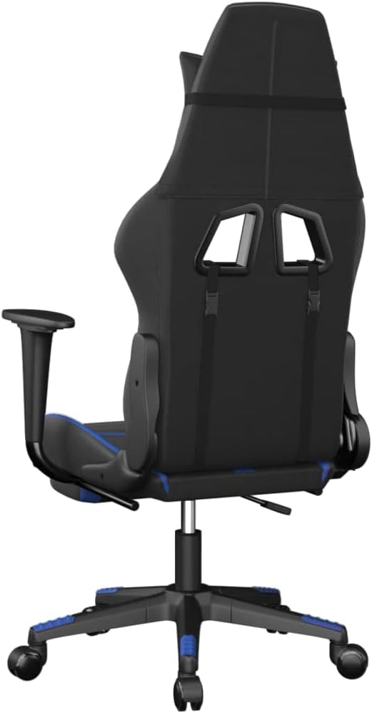 Gaming Chair Black and Blue Ergonomic Design with Adjustable Height and Built-in Footrest for Long Sessions Comfortable Faux Leather Office Chair
