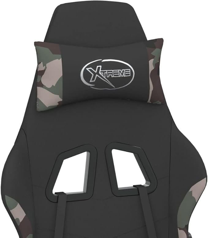 Massage Office Gaming Chair with Footrest Fabric Massage Office Chair Ergonomic Desk Chair Rolling Swivel Adjustable PC Computer Chair for Women Adults Girls(Black&ampCamouflage) -AA