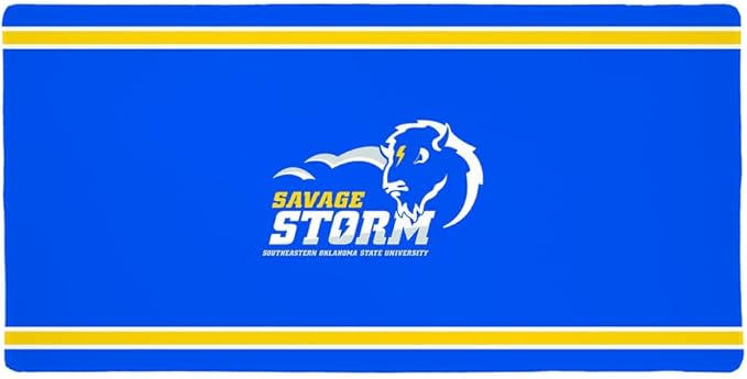 Southeastern Oklahoma State Savage Storm Primary Logo Stripes Large Gaming Mouse Pad Desk Mat with Stitched Edges Non-Slip Base for Gamer Home and Office 31.5 x 15.7