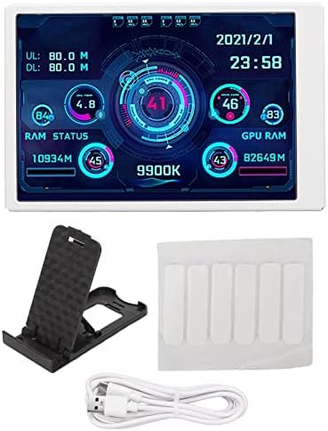VBESTLIFE Computer Temp Monitor 3.5Inch Mini USB C PC Temperature Display CPU Data Monitor PC Sensor Panel Display for DIY Computer (White)
