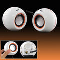 White Mini Round Laptop PC MP4 USB 3.5mm Audio Speakers
