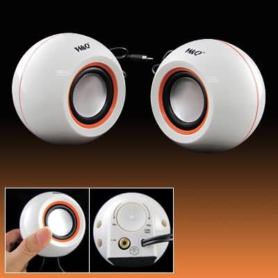 White Mini Round Laptop PC MP4 USB 3.5mm Audio Speakers
